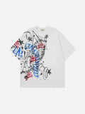 DAXUEN Graphic oversized T-shirt in white and grey marl