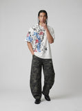 DAXUEN Graphic oversized T-shirt in white and grey marl — model photo