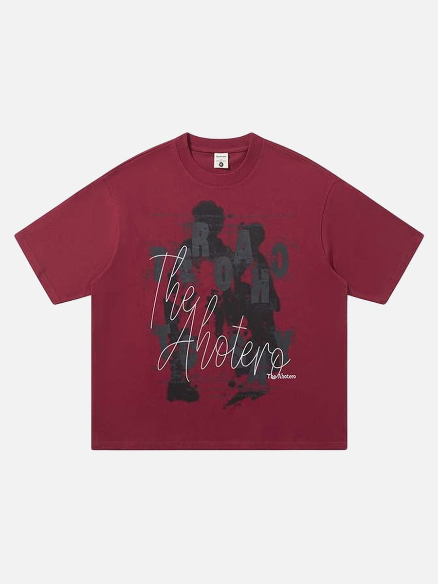 DAXUEN Oversized graphic t-shirt in black grey and maroon