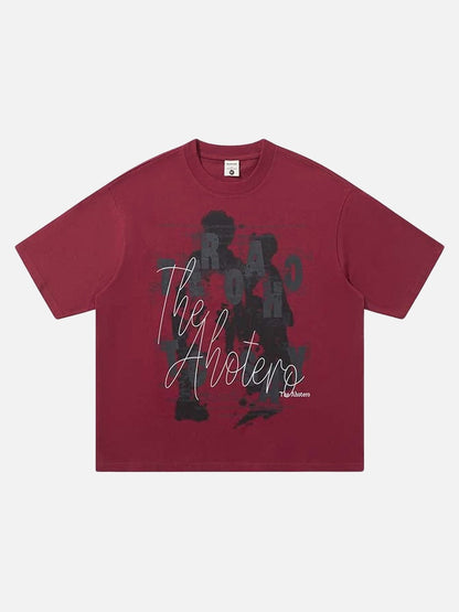 DAXUEN Oversized graphic t-shirt in black grey and maroon