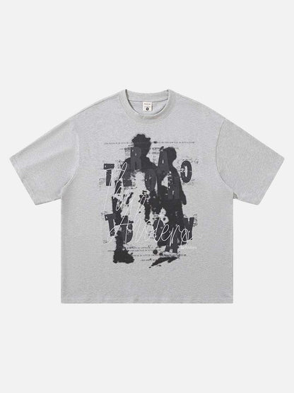 DAXUEN Oversized graphic t-shirt in black grey and maroon