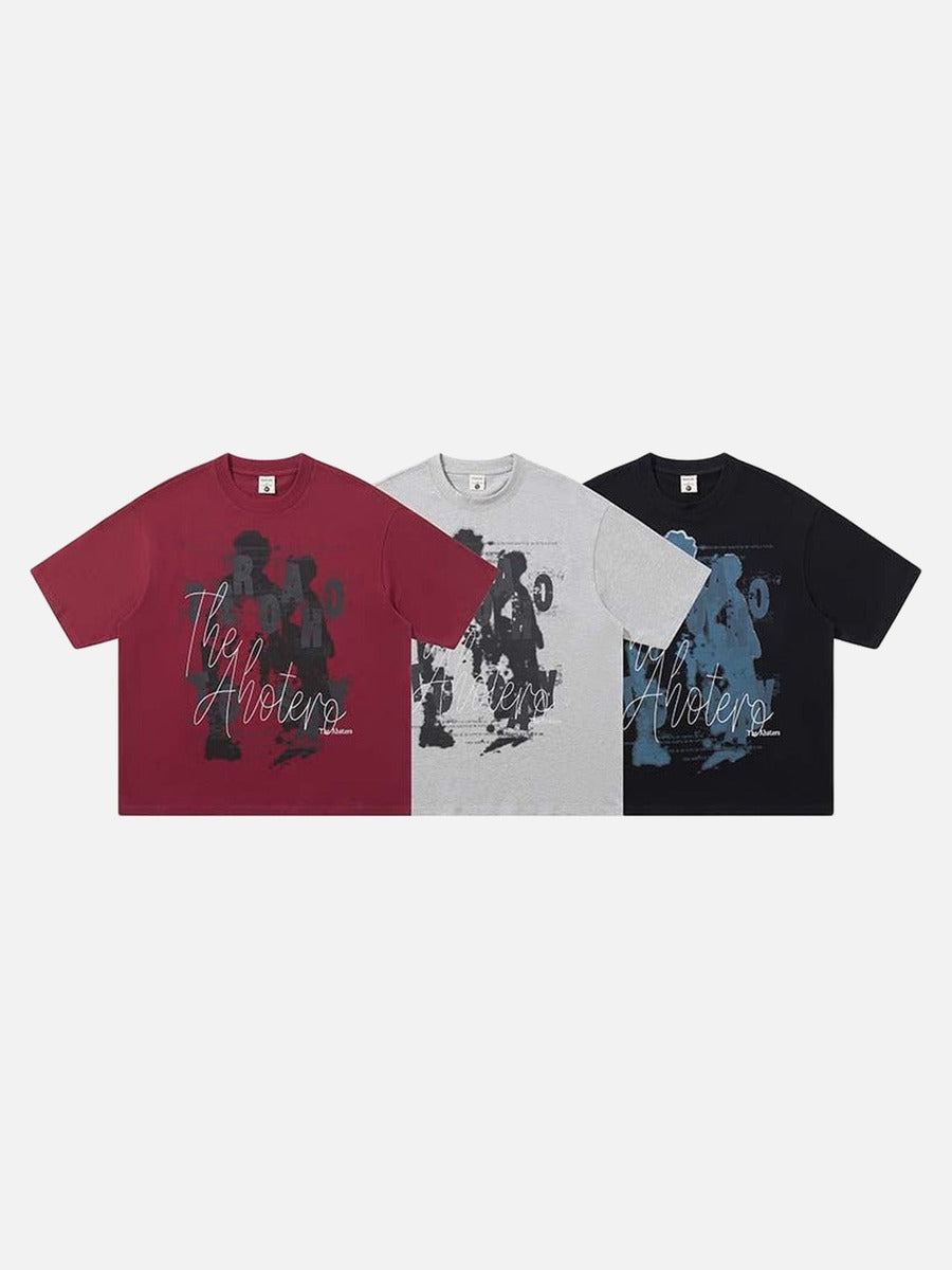 DAXUEN Oversized graphic t-shirt in black grey and maroon