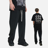 DAXUEN Black oversized graphic T-shirt and wide-leg pants