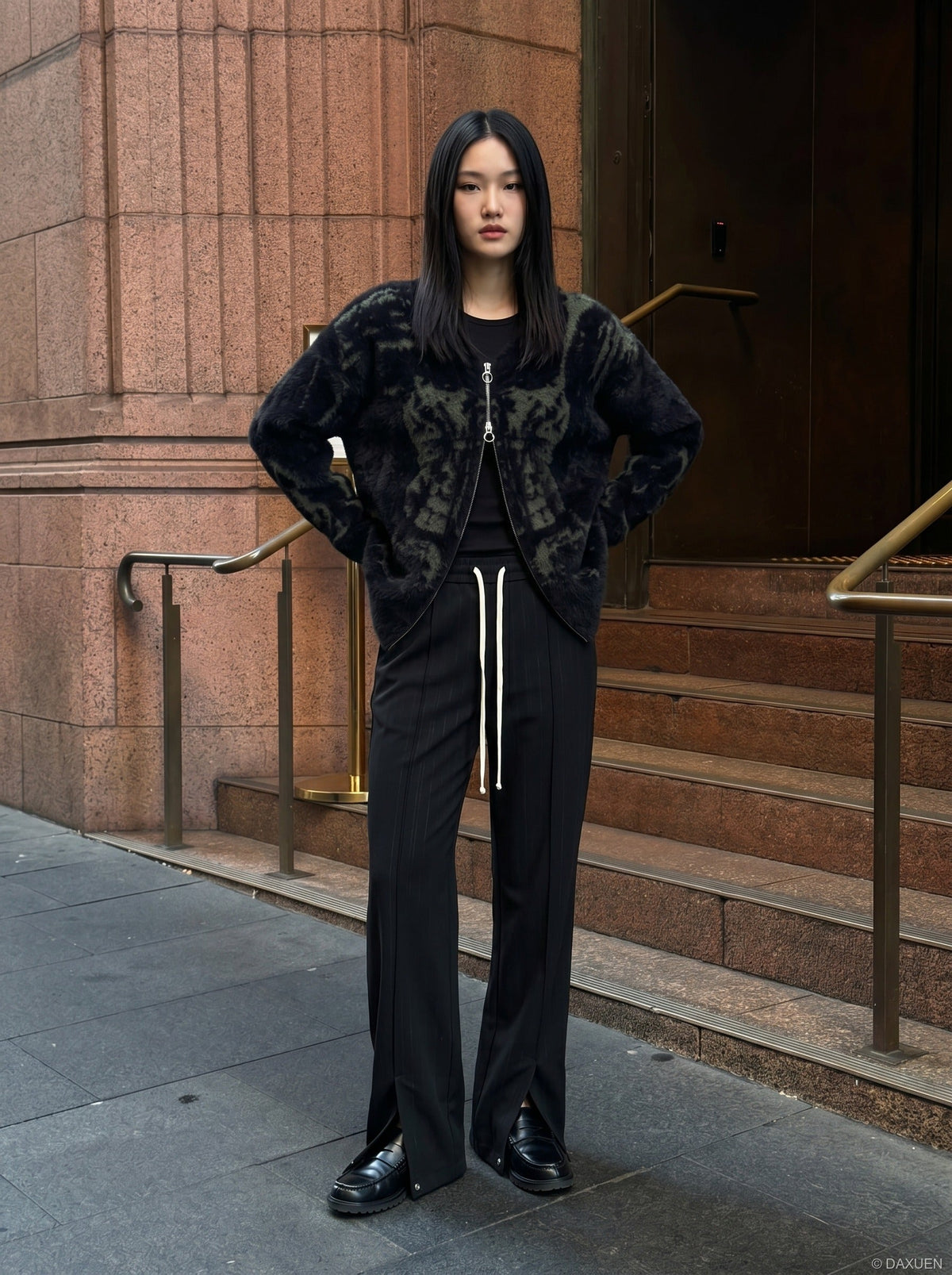 DAXUEN Black oversized graphic T-shirt and wide-leg pants