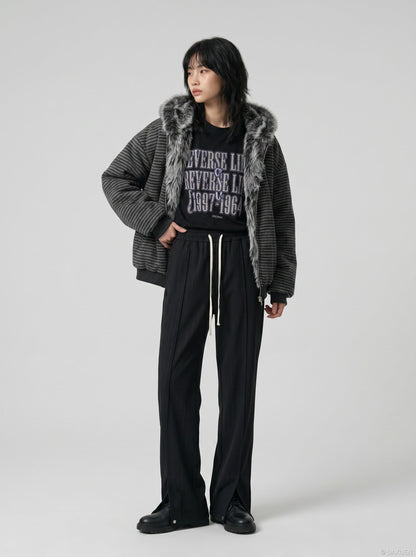 DAXUEN Black oversized graphic T-shirt and wide-leg pants — model photo