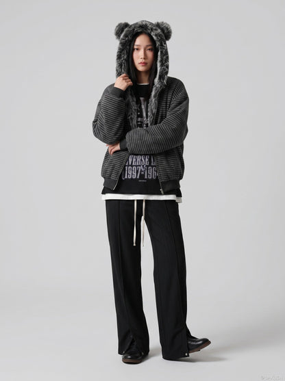 DAXUEN Black oversized graphic T-shirt and wide-leg pants — model photo