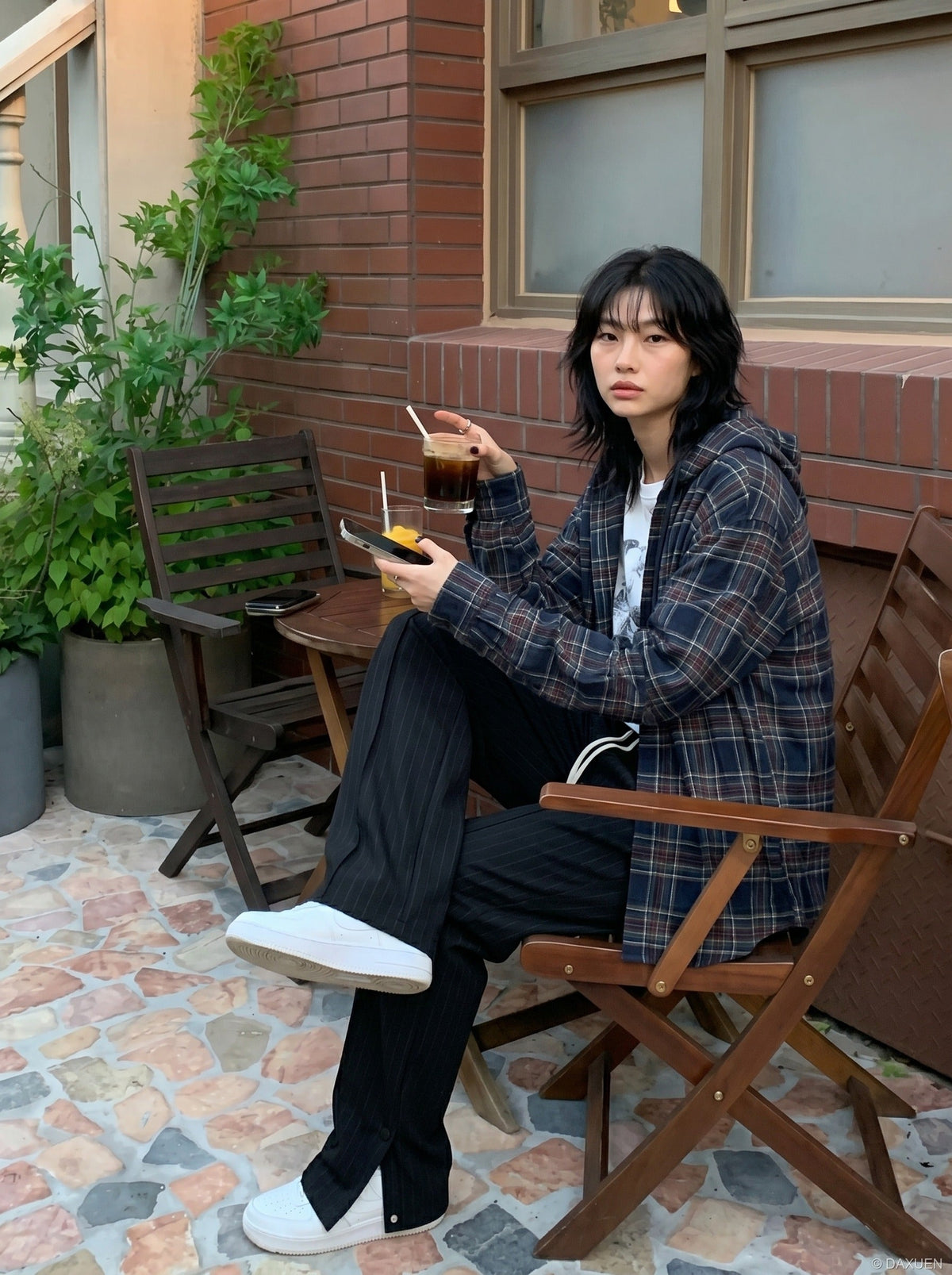 DAXUEN Black oversized graphic T-shirt and wide-leg pants