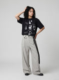 DAXUEN Black short-sleeved graphic t-shirt — model photo