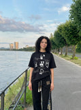 DAXUEN Black short-sleeved graphic t-shirt — model photo