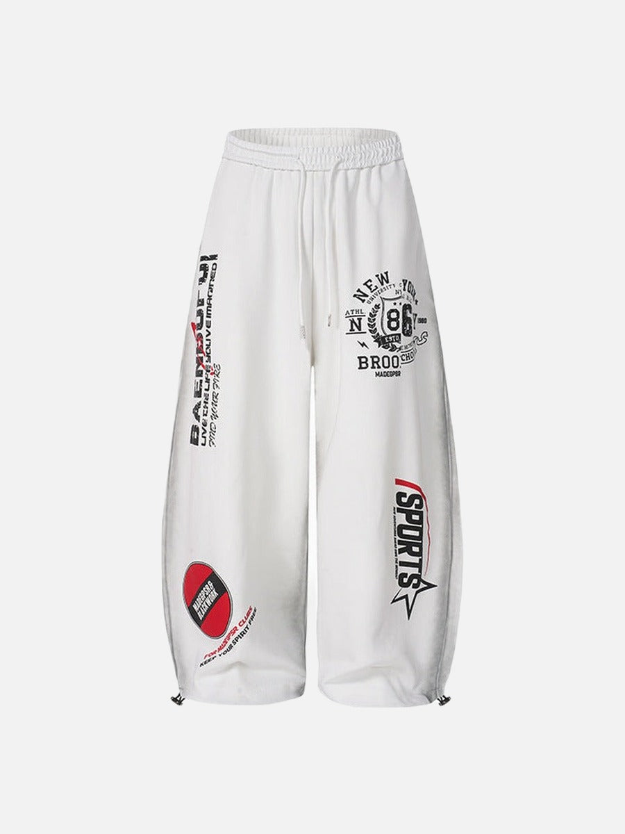 DAXUEN Graphic print wide leg sweatpants in black and white