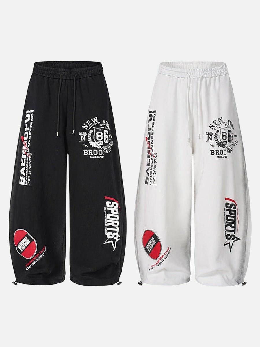 DAXUEN Graphic print wide leg sweatpants in black and white