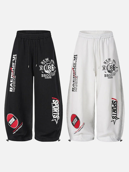 DAXUEN Graphic print wide leg sweatpants in black and white
