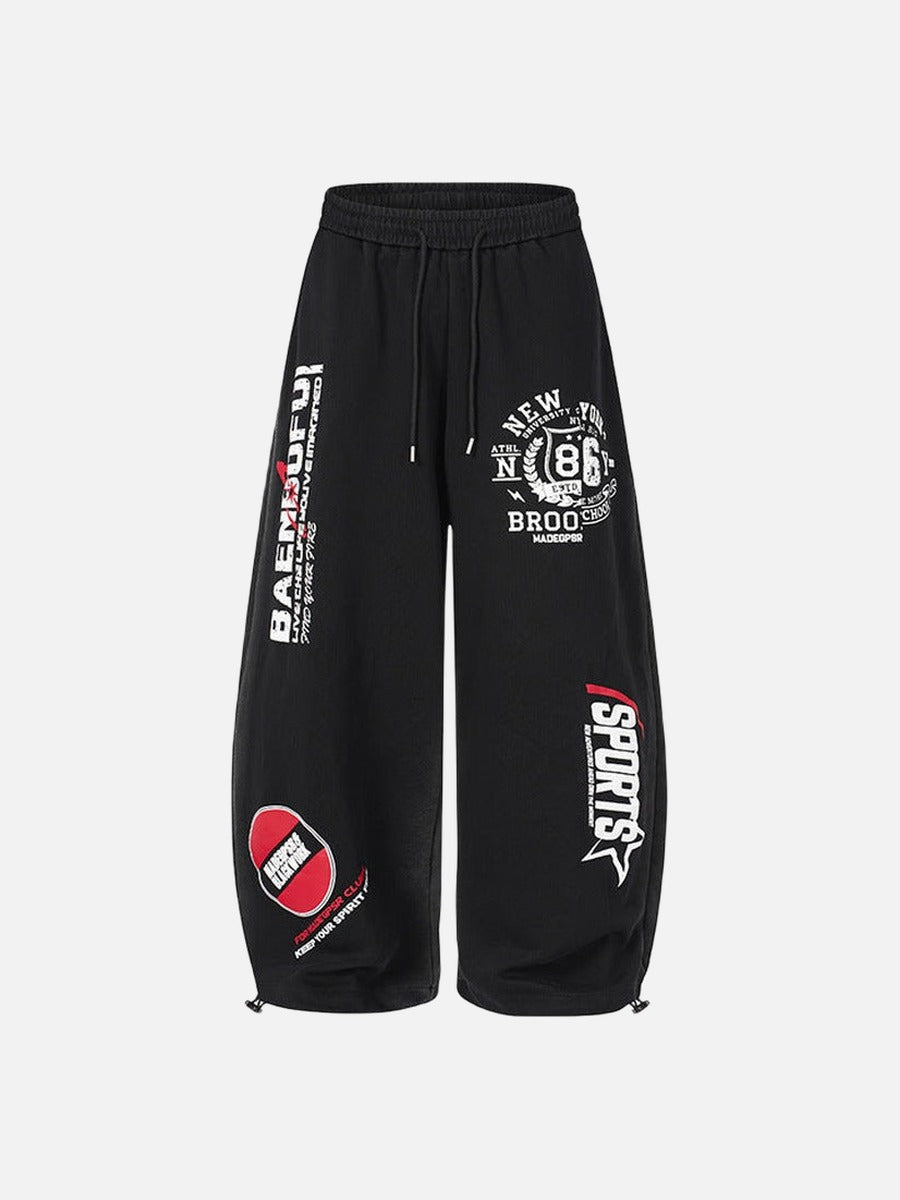 DAXUEN Graphic print wide leg sweatpants in black and white