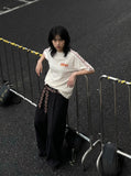DAXUEN Graphic raglan crew neck t-shirt with text prints — model photo