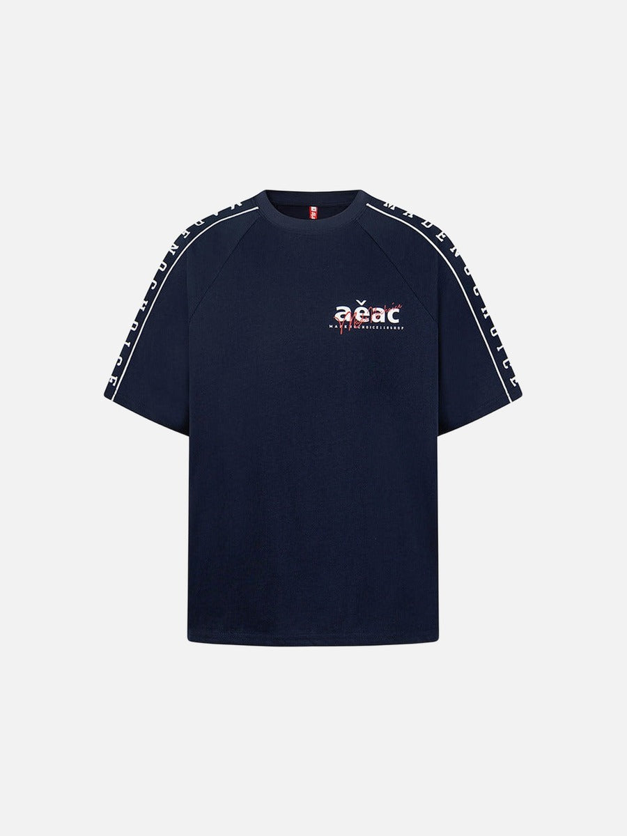 DAXUEN Graphic raglan crew neck t-shirt with text prints