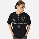 DAXUEN Graphic raglan t-shirt with distressed print — model photo