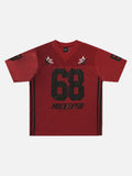 DAXUEN Short-sleeved graphic V-neck tee with embroidered elements