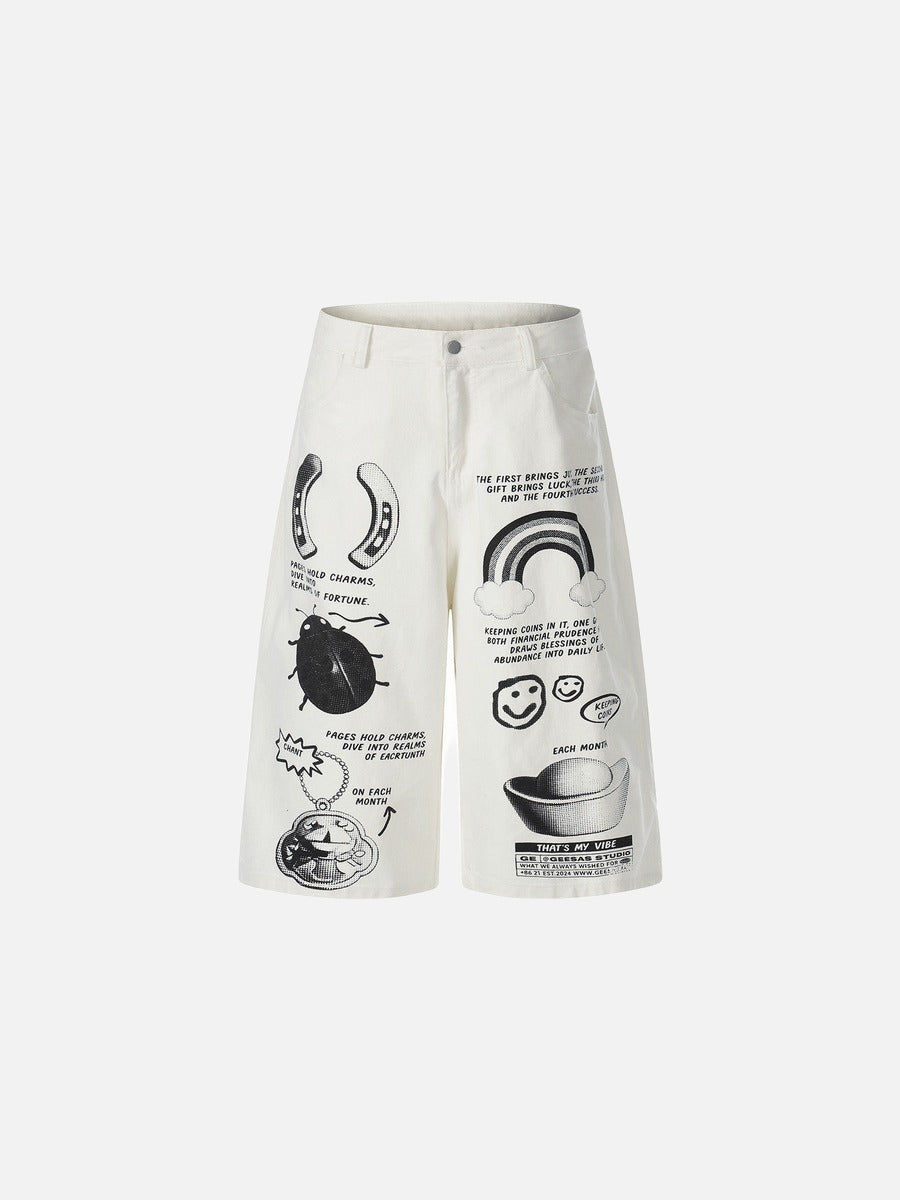 DAXUEN Graphic wide-leg cropped pants with multiple prints
