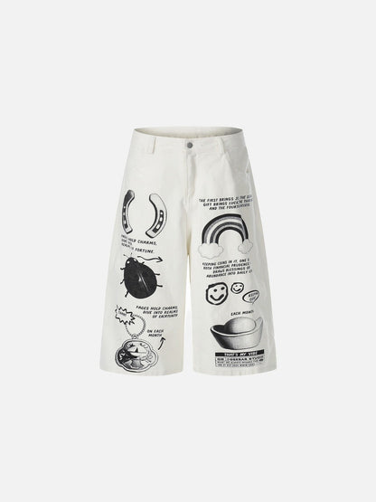 DAXUEN Graphic wide-leg cropped pants with multiple prints