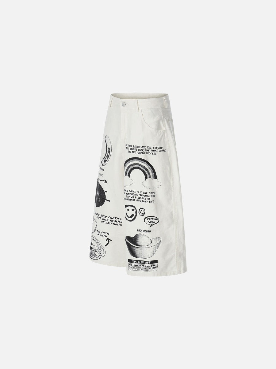 DAXUEN Graphic wide-leg cropped pants with multiple prints