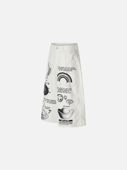 DAXUEN Graphic wide-leg cropped pants with multiple prints