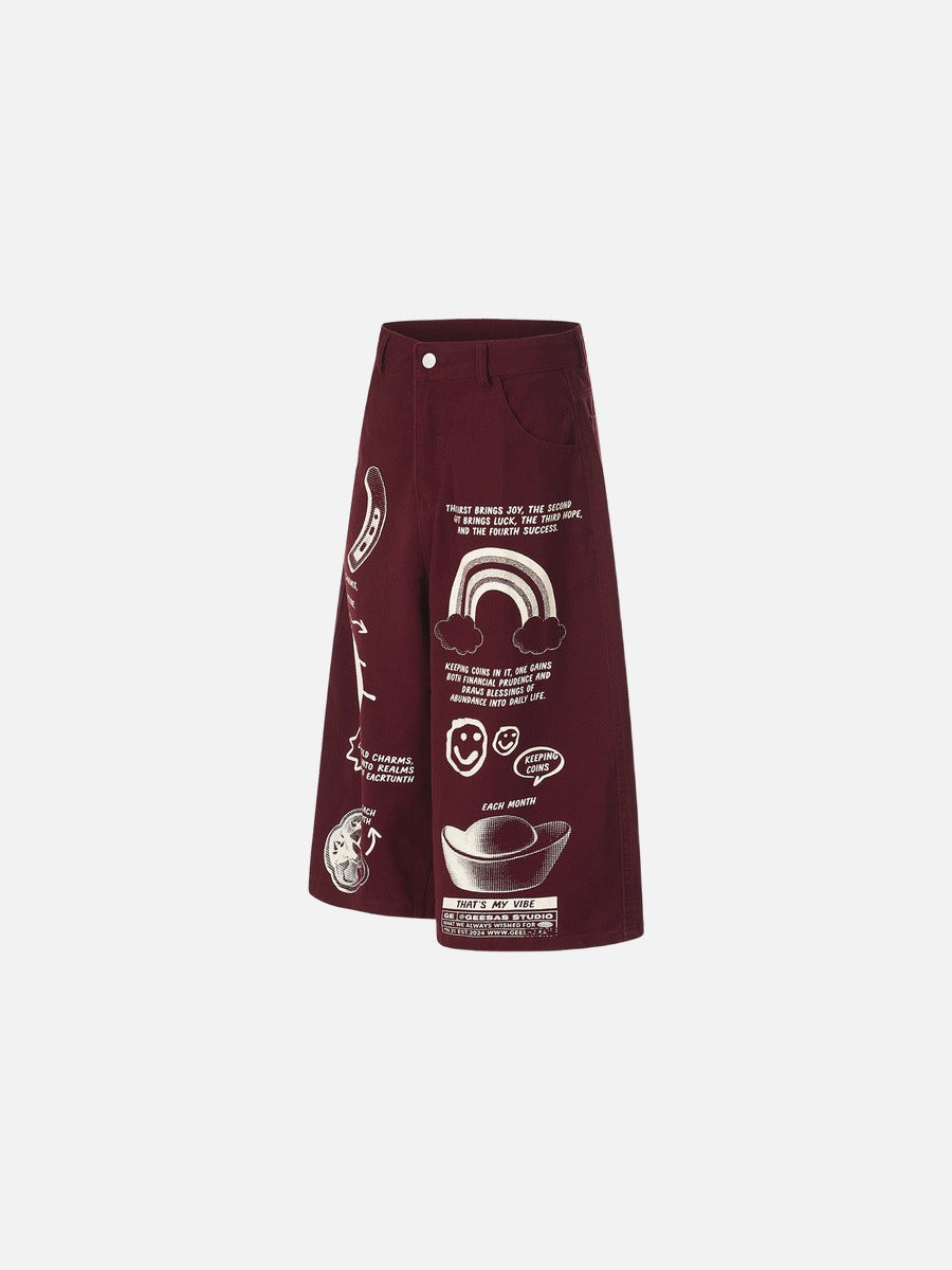 DAXUEN Graphic wide-leg cropped pants with multiple prints