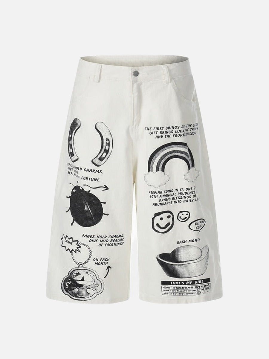 DAXUEN Graphic wide-leg cropped pants with multiple prints