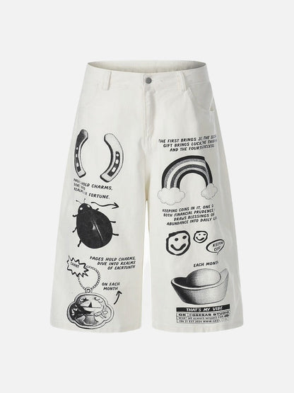 DAXUEN Graphic wide-leg cropped pants with multiple prints