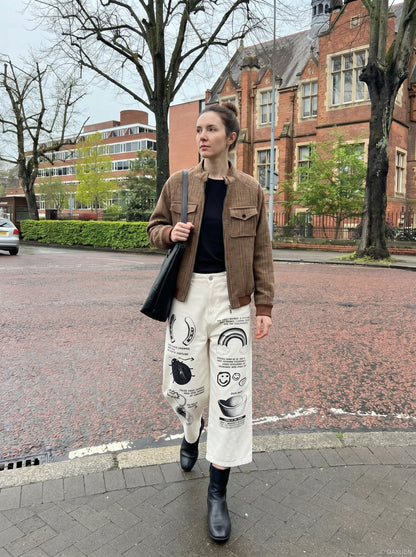 DAXUEN Graphic Wide-Leg Cropped Pants | DAXUEN — model photo