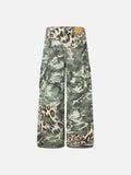 Green Camouflage and Leopard Cargo Pants