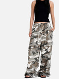 DAXUEN grey-brown camouflage wide-leg casual pants