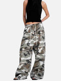 DAXUEN grey-brown camouflage wide-leg casual pants