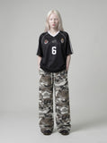 DAXUEN grey-brown camouflage wide-leg casual pants — model photo
