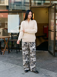 DAXUEN grey camouflage relaxed wide-leg pants — model photo