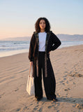 DAXUEN grey camouflage wide-leg cargo pants — model photo