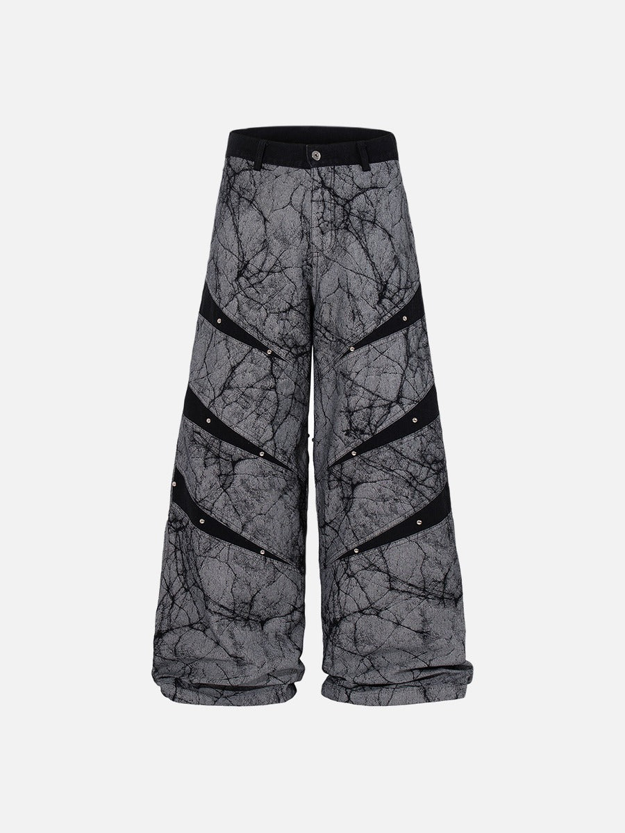 DAXUEN grey crackle wide-leg trousers