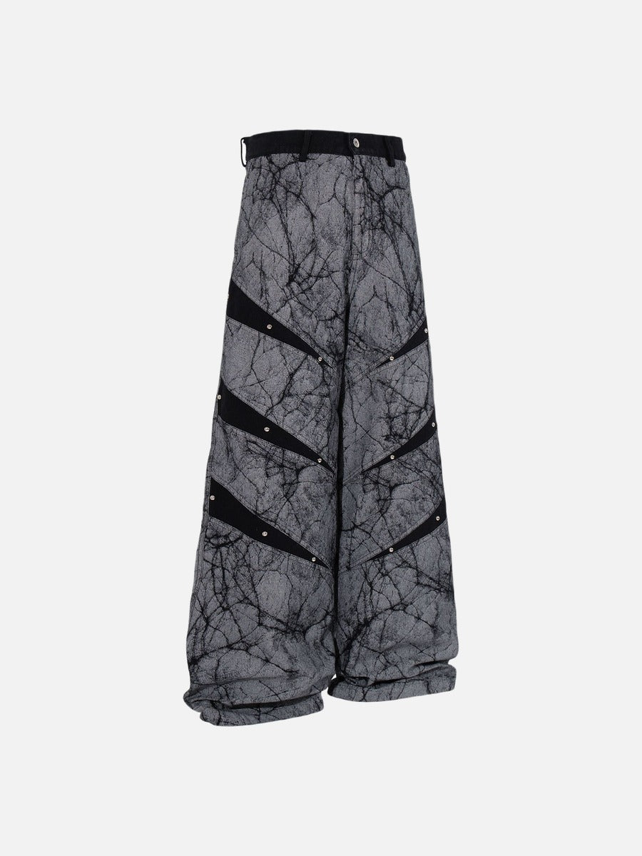DAXUEN grey crackle wide-leg trousers