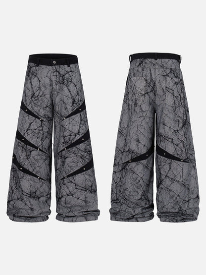 DAXUEN grey crackle wide-leg trousers
