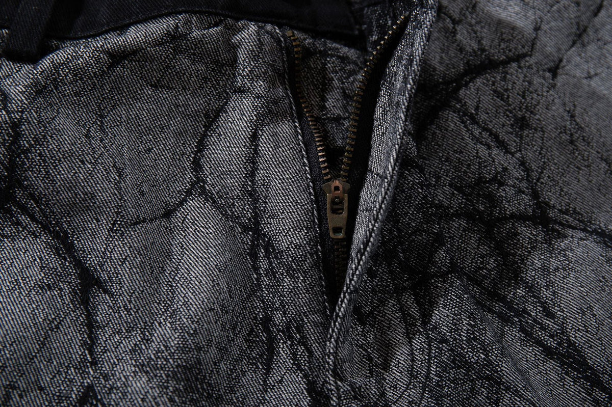 DAXUEN grey crackle wide-leg trousers
