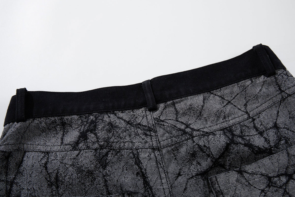 DAXUEN grey crackle wide-leg trousers