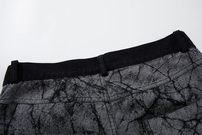 DAXUEN grey crackle wide-leg trousers