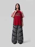 DAXUEN grey crackle wide-leg trousers — model photo