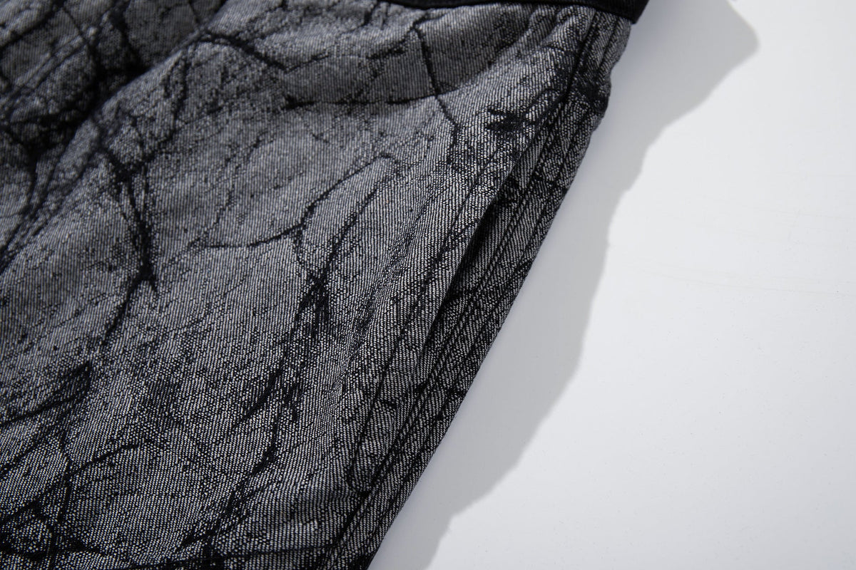 DAXUEN grey crackle wide-leg trousers