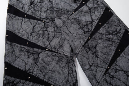 DAXUEN grey crackle wide-leg trousers