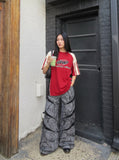 DAXUEN grey crackle wide-leg trousers — model photo