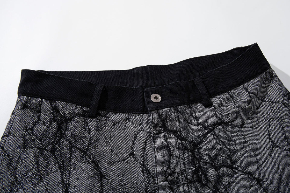 DAXUEN grey crackle wide-leg trousers