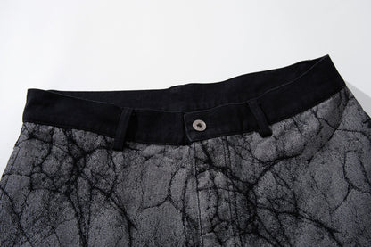 DAXUEN grey crackle wide-leg trousers