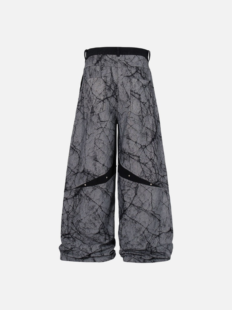 DAXUEN grey crackle wide-leg trousers
