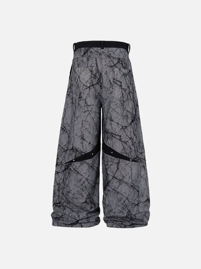 DAXUEN grey crackle wide-leg trousers