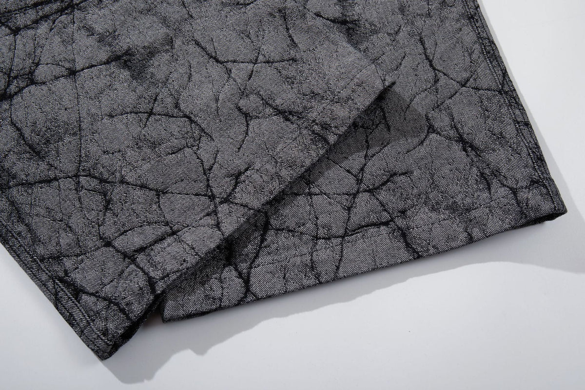 DAXUEN grey crackle wide-leg trousers